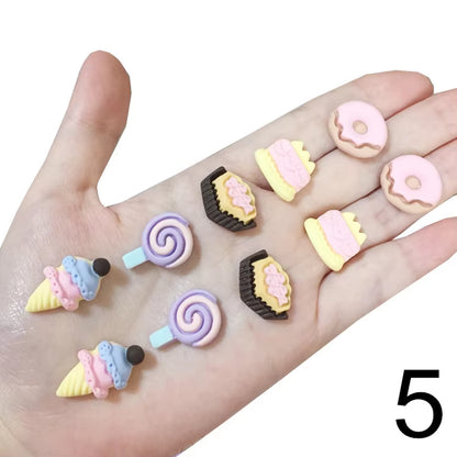 10Pcs/Lot Mixed Styles Lot Lovely Dessert Children Jewelry Baby Girl Earrings Kids Ear Clip on Pierced Alloy Painless Earrings