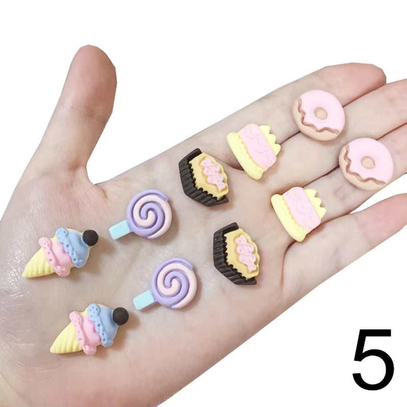 10Pcs/Set Mixed Styles Lot Ovely Cartoon Children Jewelry Baby Girl Earrings Kids Ear Clip on Pierced Alloy Painless Earrings