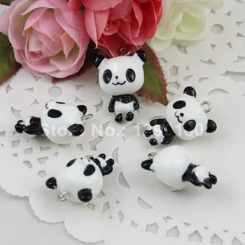 Resin Cute Animal Panda Pendants Charms for Children Jewelry Necklace Earrings DIY Making Accessories 21X17Mm 10Pcs