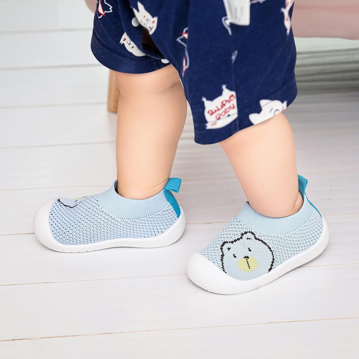 Baby Toddler First Walking Non-Skid Shoes Infant Boys Girls Soft Sole Fashion Breathable Knitted Mesh Socks Shoes Slip-On Slippers