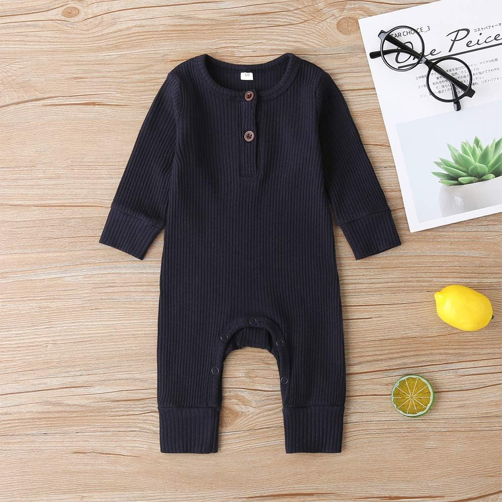 Newborn Baby Boy Girl Knitted Romper Jumpsuit Solid Long Sleeve Legging Bodysuit Playsuit Clothes Winter 0-18M