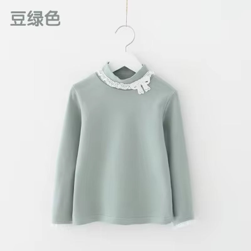 2024 Spring Autumn 3 4 5 6 7 8 10 12 Years Children'S Clothing Princess Bowtie Basic Blouse Kids Baby Girls Long Sleeve T-Shirt