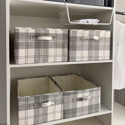 2PCS Storage Baskets Closet Storage Organizer Bins with Handles, Foldable Large Fabric Storage Bins for Shelves, Rectangular Baskets Laundry Clothes Blanket Cubes - Light Gray, Large