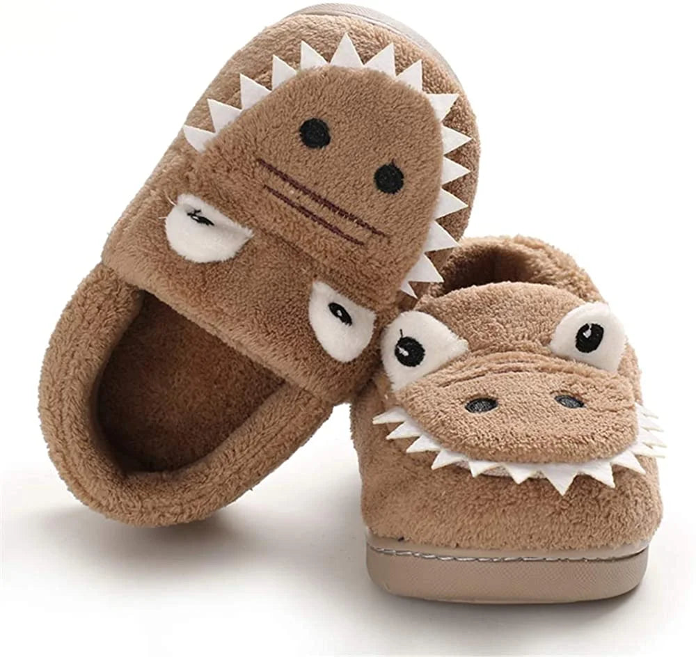 Baby Toddler Boys Girls House Slipper Non Skid Fuzzy Cartoon Dinosaur Kids Indoor Bedroom Shoes