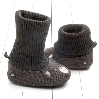 New Arrival Cartoon Autumn Winter Baby Cute Warm Shoes Lovely Babies Boots Soft Bear Walkers Knitted Soft Soles Booties