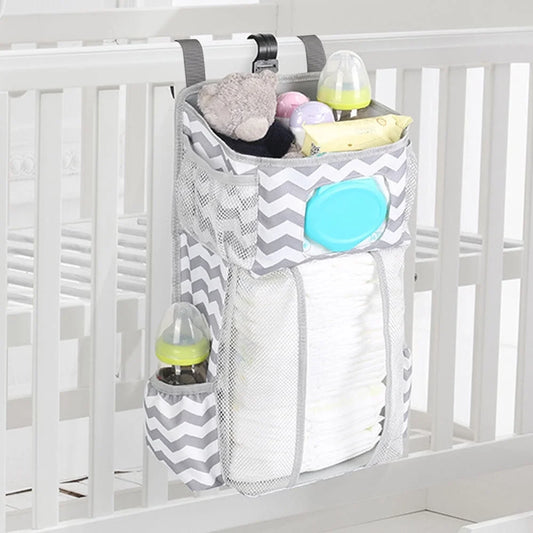 Hanging Diaper Caddy Organizer Storage Bag for Crib, Diaper Organizer Caddy with Multiple Pockets - Baby Organizer for Nursery Accessories - Changing Table Organizer and Diaper Storage