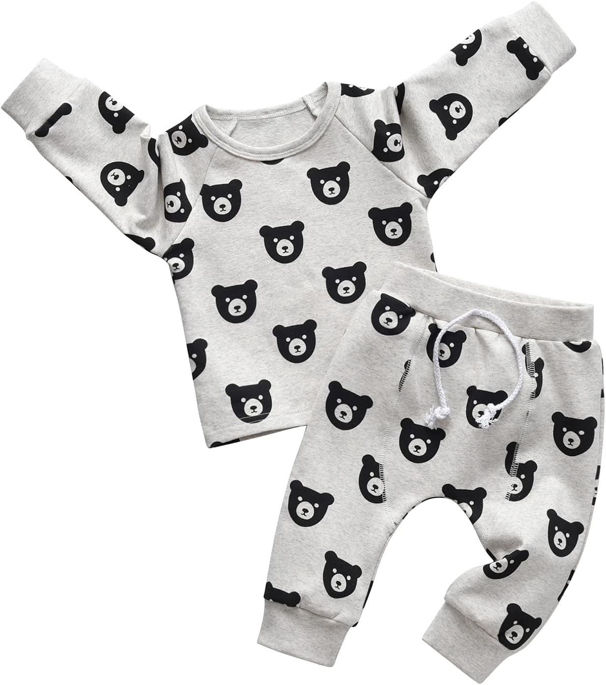 Toddler Baby Boy Clothes Infant Long Sleeve Bear Print Tops + Pants Sweatsuit Outfits