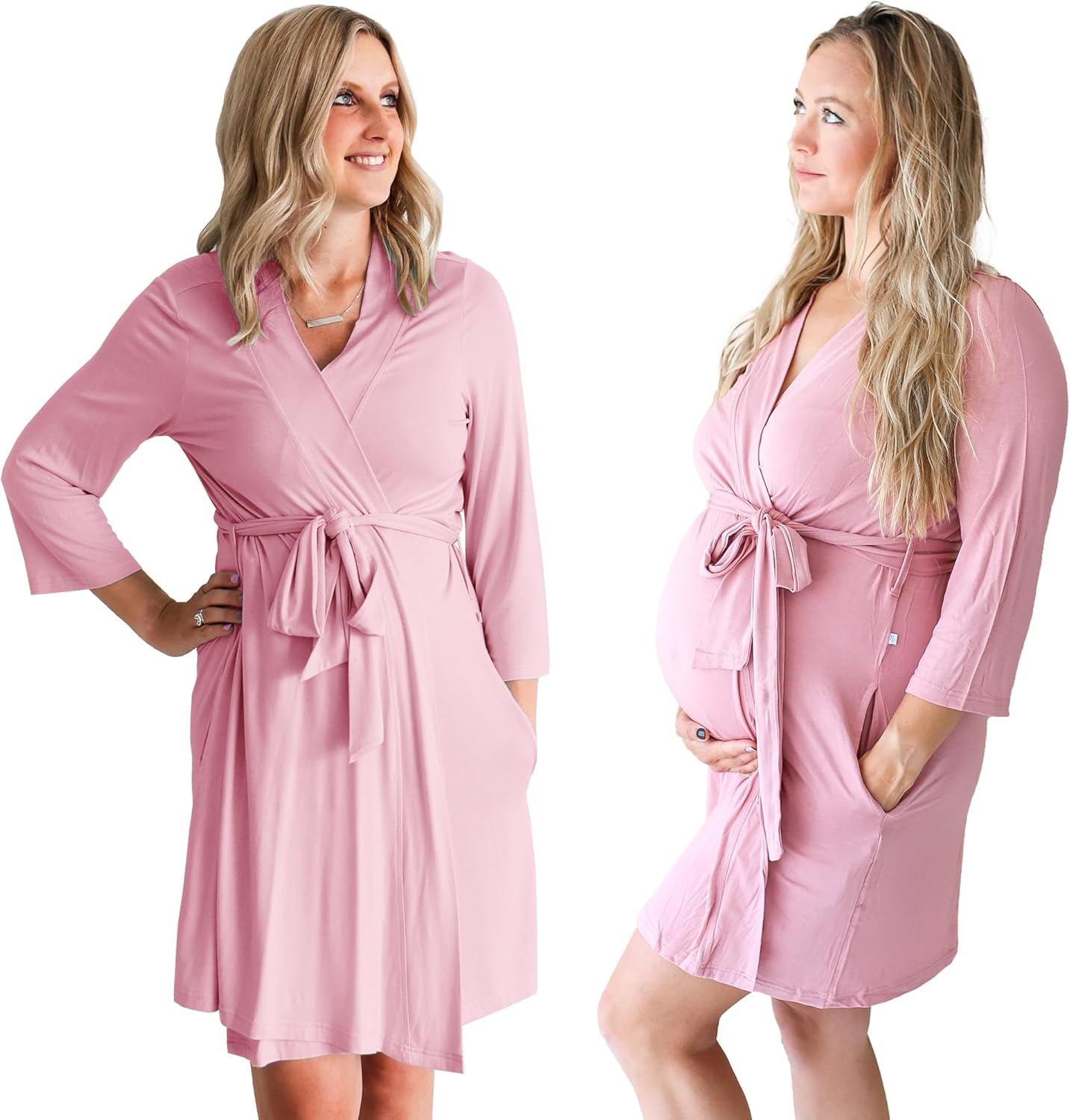 Maternity Robe for Hospital Delivery - Soft Viscose from Bamboo Postpartum Robe for Women Nursing & Lounging