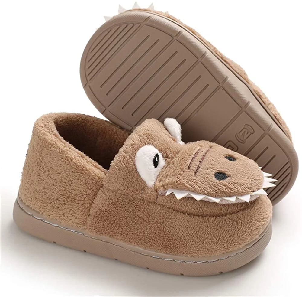 Baby Toddler Boys Girls House Slipper Non Skid Fuzzy Cartoon Dinosaur Kids Indoor Bedroom Shoes