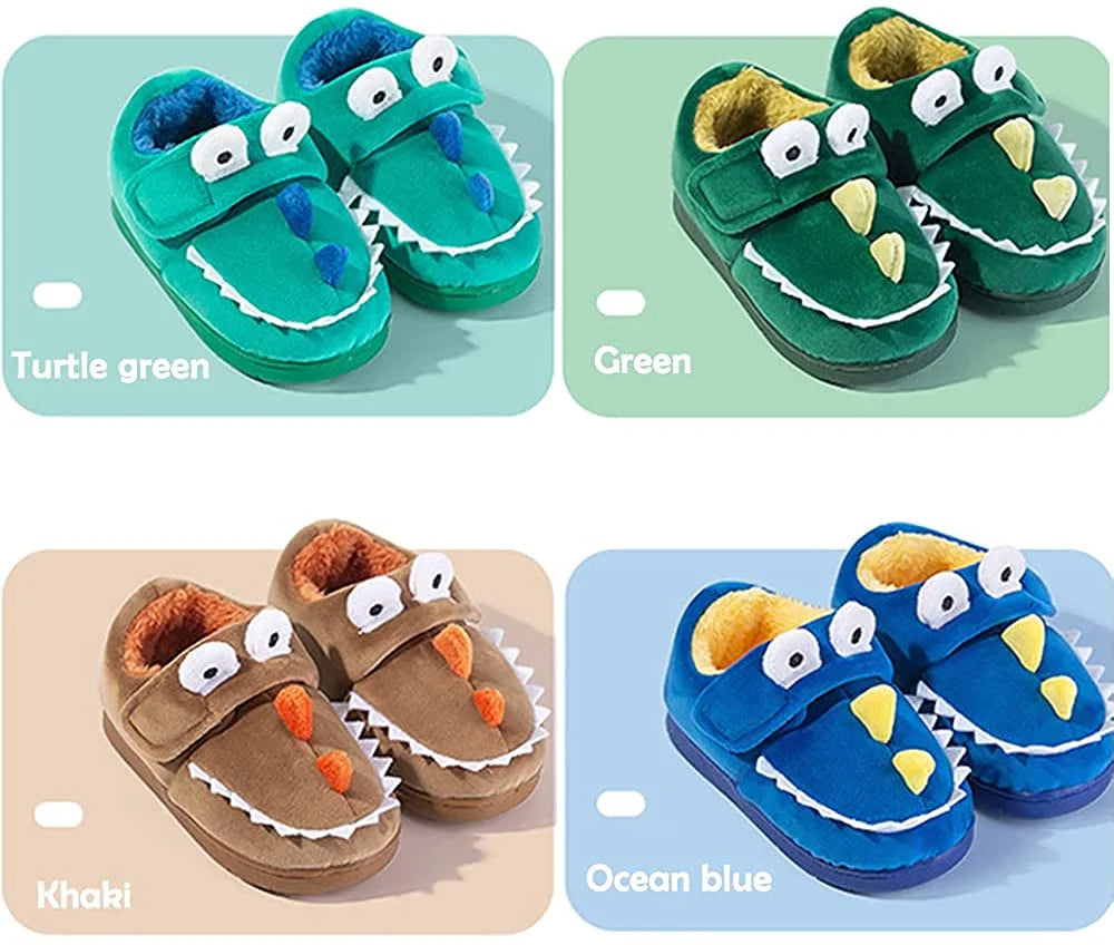 Baby Toddler Boys Girls House Slipper Non Skid Fuzzy Cartoon Dinosaur Kids Indoor Bedroom Shoes