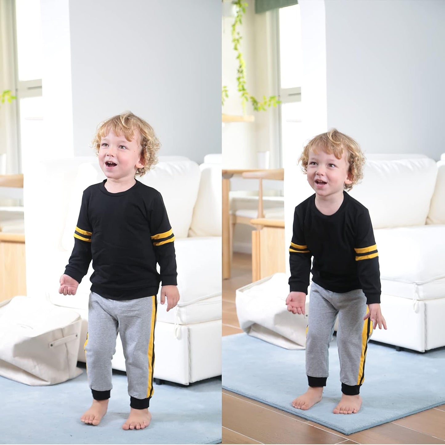 Baby Boy Clothes Stripe Long Sleeve T-Shirt Tops Solid Color Pants Toddler Boy Full Winter Outfits Sets