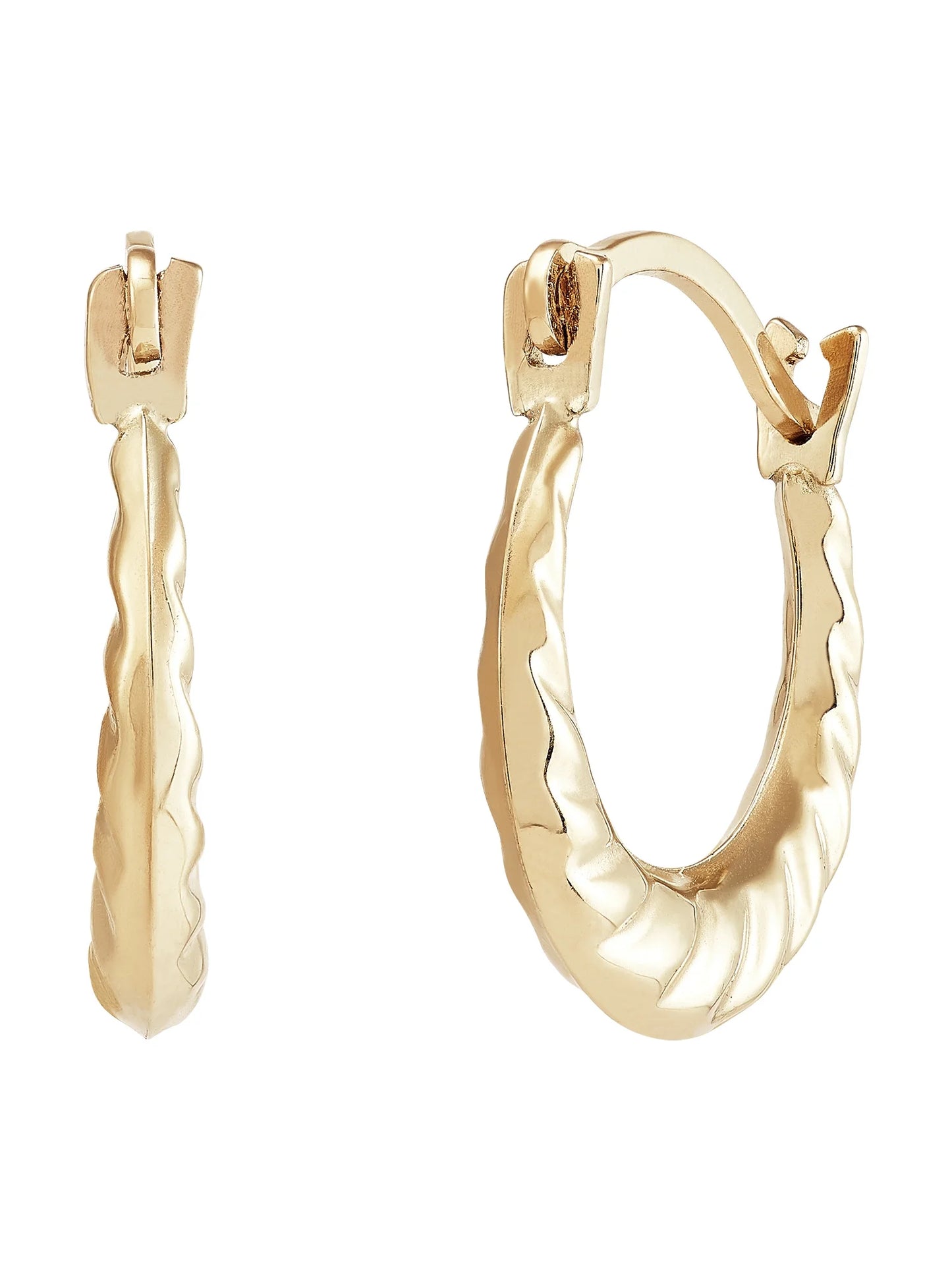 10K Yellow Gold Polished round Swirl Hoop Earrings