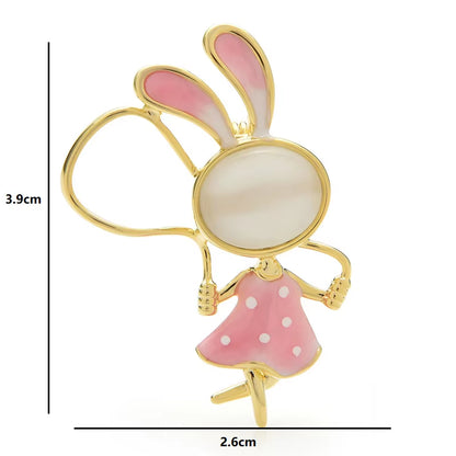 Skipping Rope Rabbit Cute Brooch Pin for Children Jewelry Gift