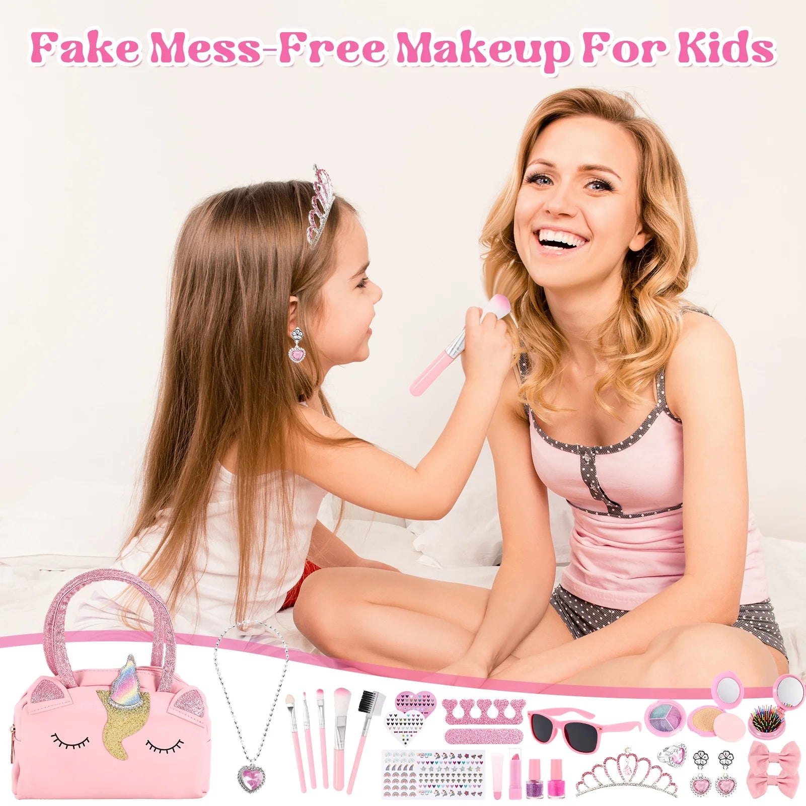 Pretend Makeup for Toddlers, Kids Makeup Kit for Girl, Washable Makeup Girls Toys with Cosmetic Case, Play Makeup for Little Girls Age 3-10 Christmas Birthday Gifts Toys