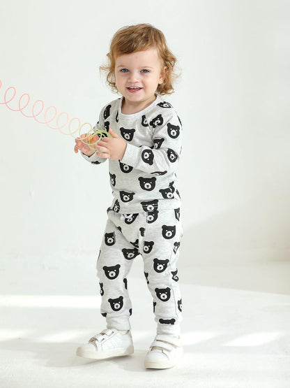 Toddler Baby Boy Clothes Infant Long Sleeve Bear Print Tops + Pants Sweatsuit Outfits