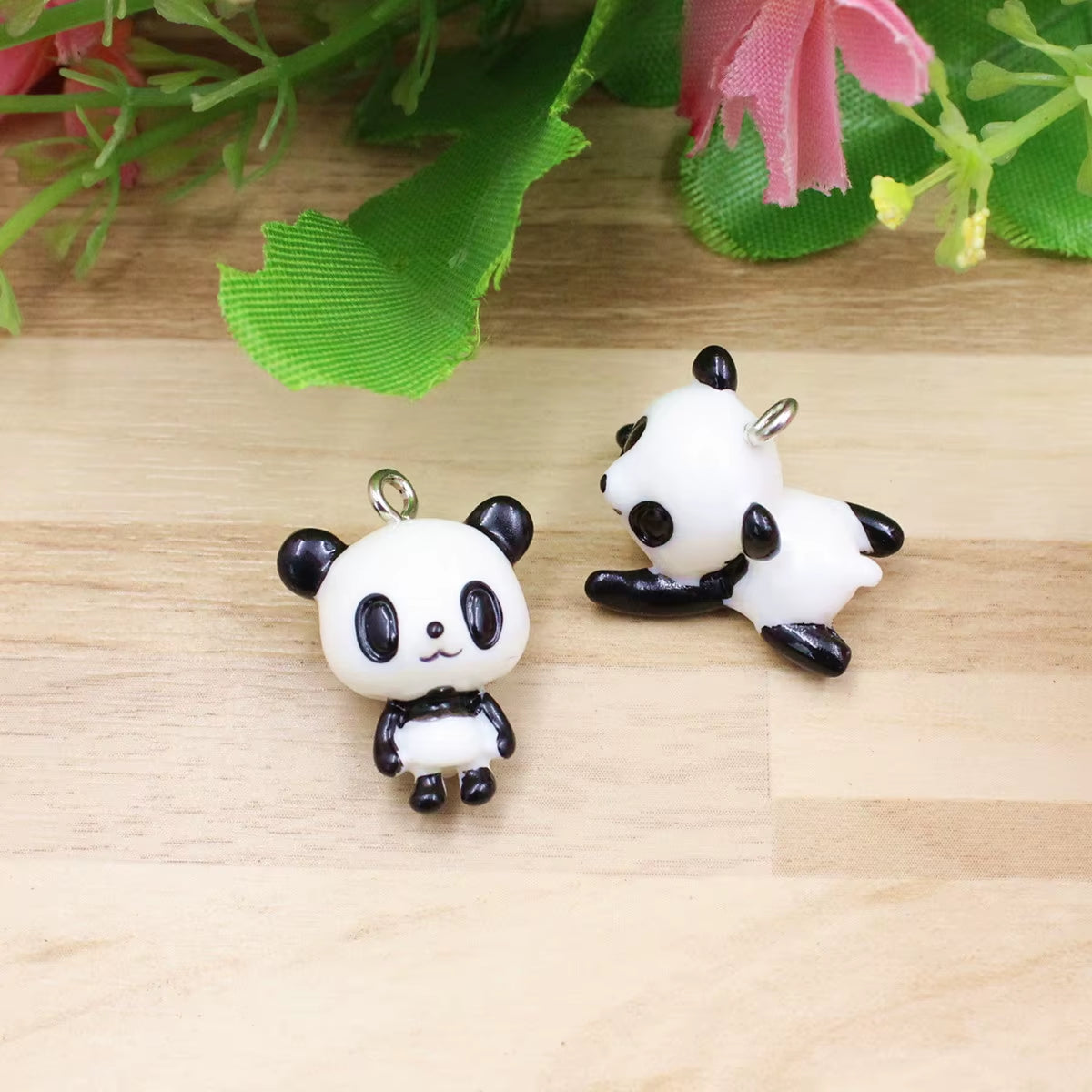 Resin Cute Animal Panda Pendants Charms for Children Jewelry Necklace Earrings DIY Making Accessories 21X17Mm 10Pcs