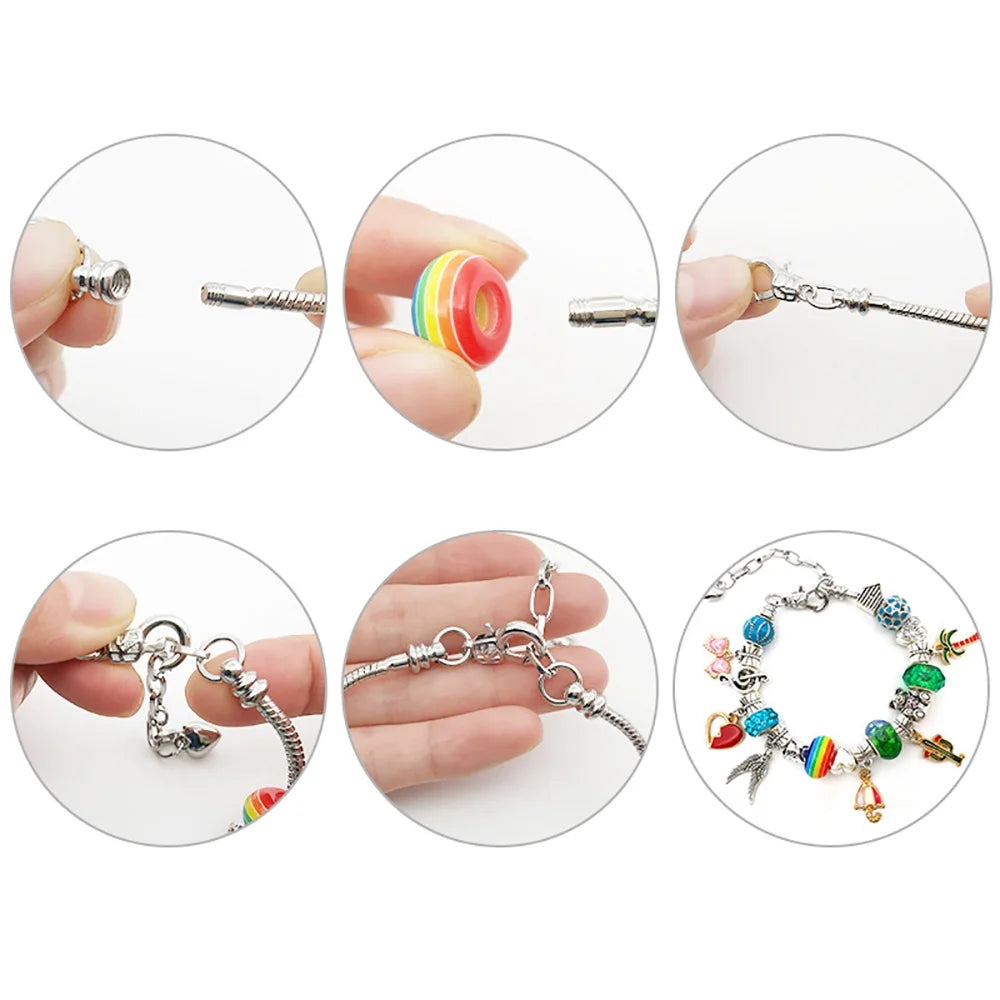 DIY Charm Bracelet Making Kit for Girls Adults and Jewelry Making Multicolor