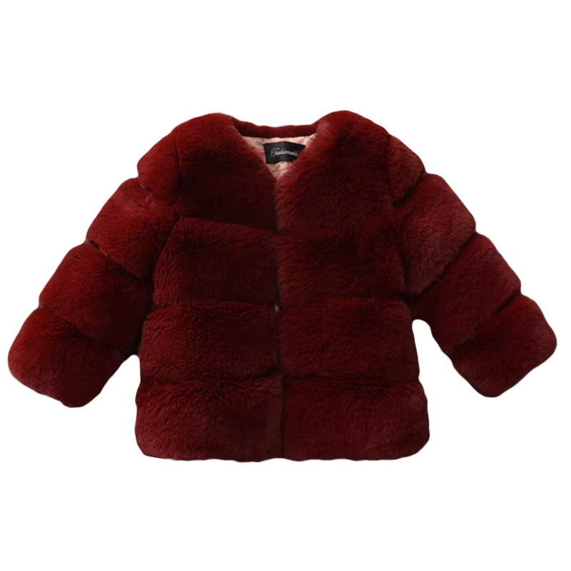 Baby Girls Faux Fur Coat Winter Children Girls Long Sleeve Christmas Jacket Warm Kids Girls Snow Coat Girls Outerwear Clothing