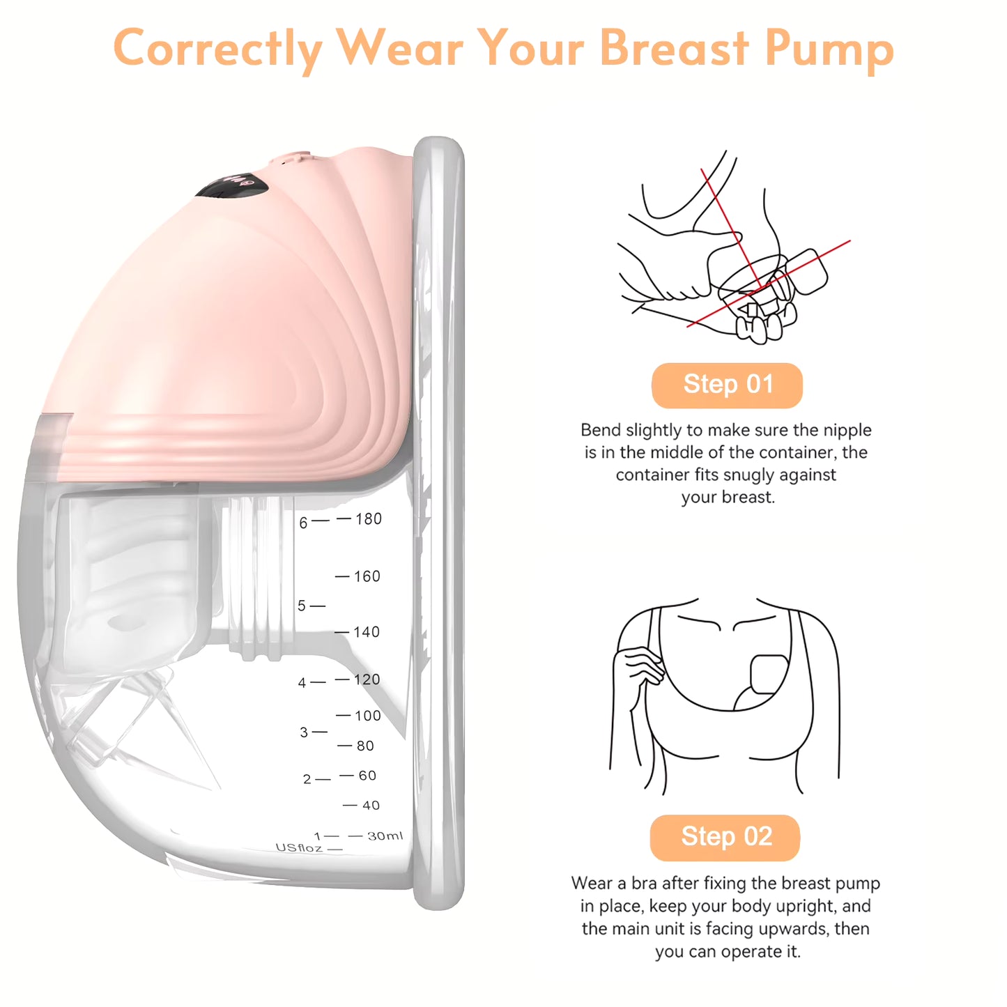 Wearable Breast Pump Hands Free Electric Portable Wearable Breast Pumps Slient Bpa-Free Breastfeeding Milk Collector