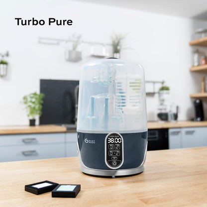 Turbo Pure Steam Sterilizer Dryer, Patented Purified Sterilization, Fast & Clean Drying, Baby Bottle Storage and Easy Use (Elimates 99.9% of Bacteria)