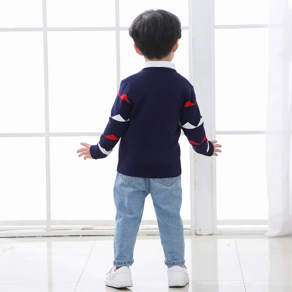 Autumn Winter Kids Cardigan Sweater Baby Boys Girls V-Neck Cartoon Dinosaur Children Sweater Knitted Cardigan Coat Outwear 1-8Y