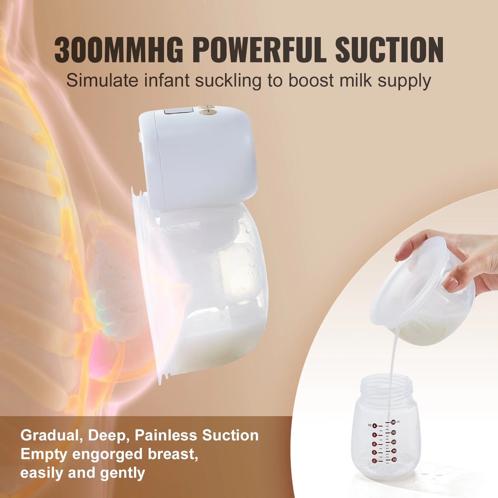 Breast Pump Pro Hands-Free, Wearable & Wireless Electric Pump, 4 Modes & 12 Levels Portable Breastfeeding Pump, 300Mmhg Strong Suction, Smart Display, 24Mm Insert/28Mm Flange, Ultra-Quiet