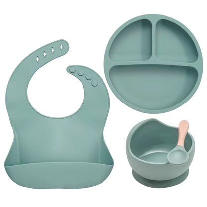 Feeding Suppliers Biting Spoon Baby Self Feeding Silicon Nursing Cup Oral Care High Chair Baby Feeding Set