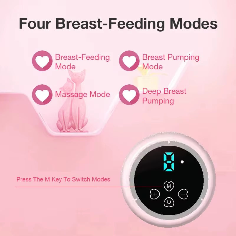 Electric Breast Pump Low Noise Electric Milk Puller Automatic Milker Comfort Breastfeeding Postpartum Care 180ML Milk Bottle