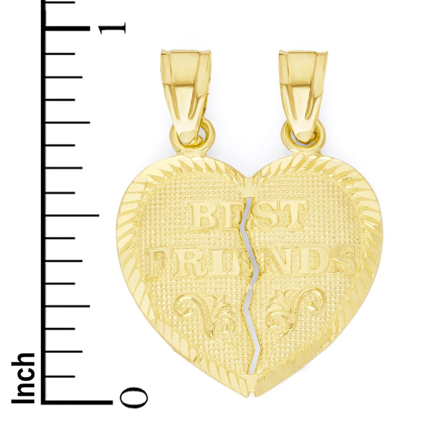 10K Gold Breakable Heart Shaped Pendant for Best Friends - Jewelry for Friends