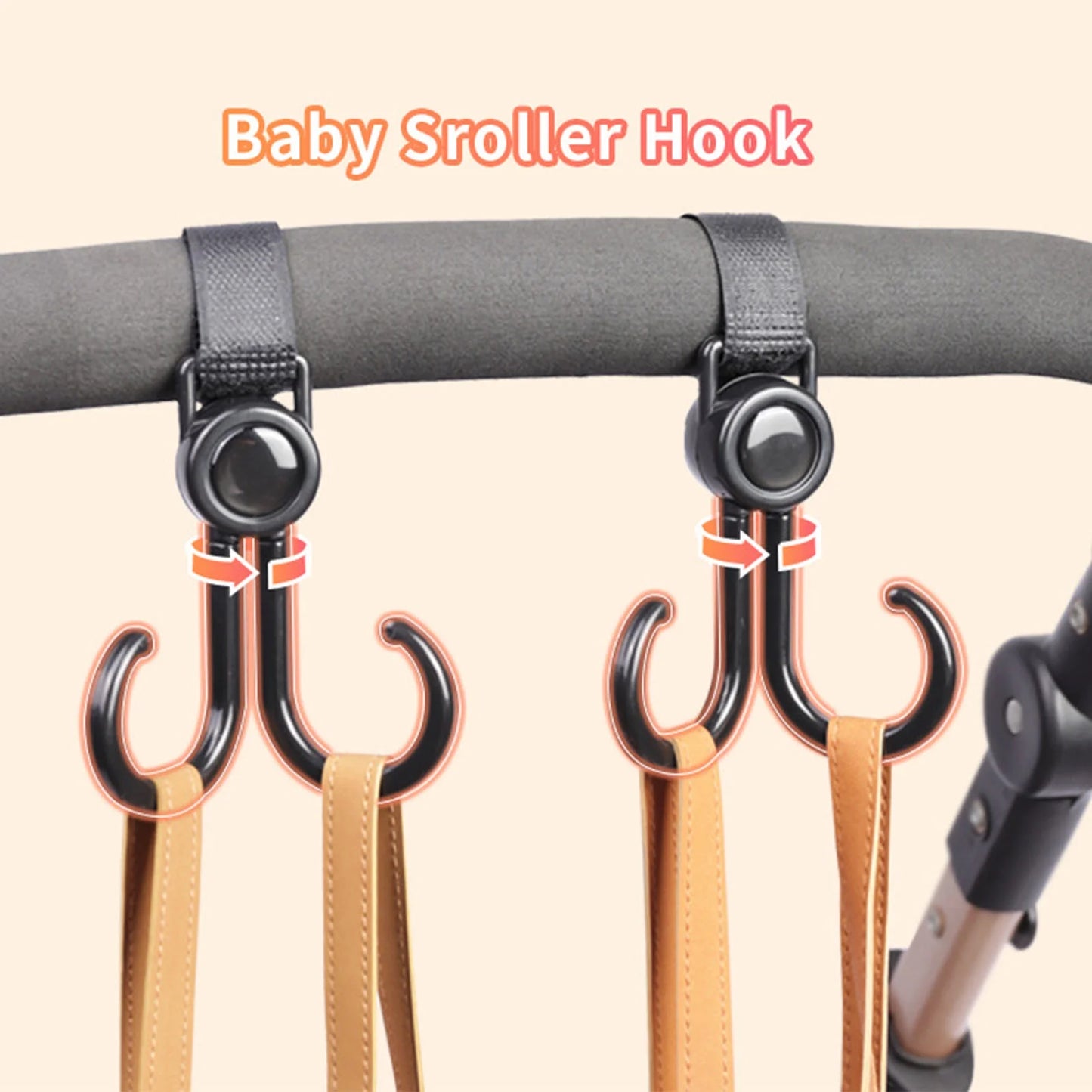 Baby Stroller Double Hook Hanger 2 Pcs Adjustable Storage Hook Clip for Outdoor Traveling Hanging Shopping Dressing and Diaper Bag