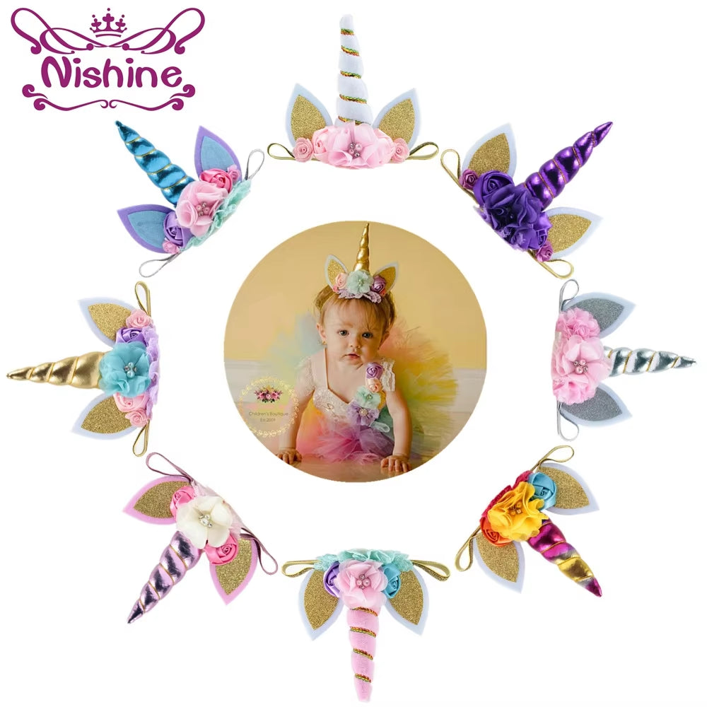 New Unicorn Horn Headband Kids Birthday Gifts Unicorn Girls Hairbands Party Supplies Photography Props