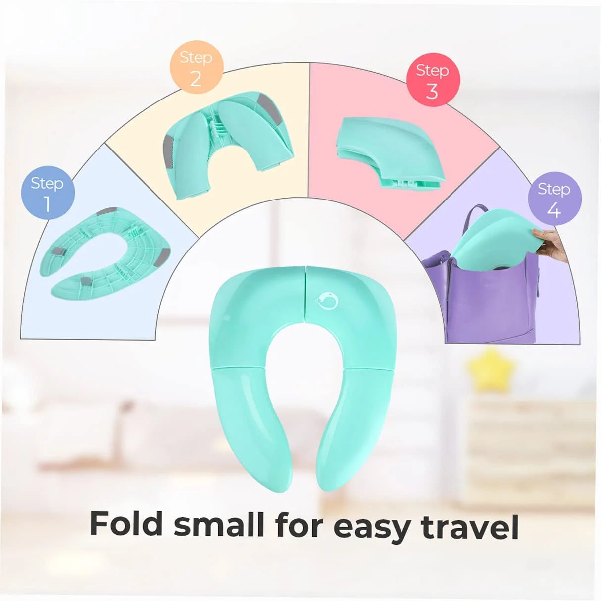 Portable Potty Training Seat for Toddlers Perfect Folding Travel Toddler Toilet Training Seat, 4 Non-Slip Silicone Pads, Fits Most Toilets, Includes Free Travel Bag