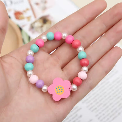 2Pcs/Set Fashion Natural Wood Beads Jewelry Cute Animal Pattern Necklace Bracelet for Party Jewelry Girl Birthday Gift