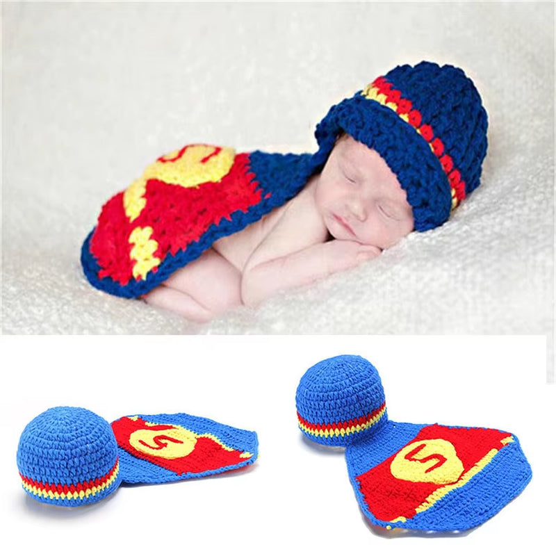 3Pcs Baby Photography Set Wool Knitted Hat Baby Yoda Hats Winter Newborn Baby Creative Take Pictures Baby Clothes