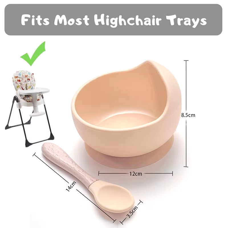 Feeding Suppliers Biting Spoon Baby Self Feeding Silicon Nursing Cup Oral Care High Chair Baby Feeding Set