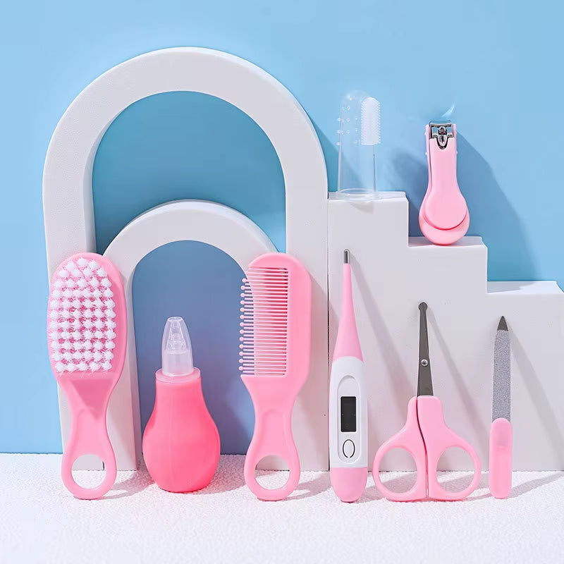 Maternal and Baby Products Children'S and Baby Nail Clippers 8-Piece Set Comb Brush Nasal Aspirator EVA Bag Care Set