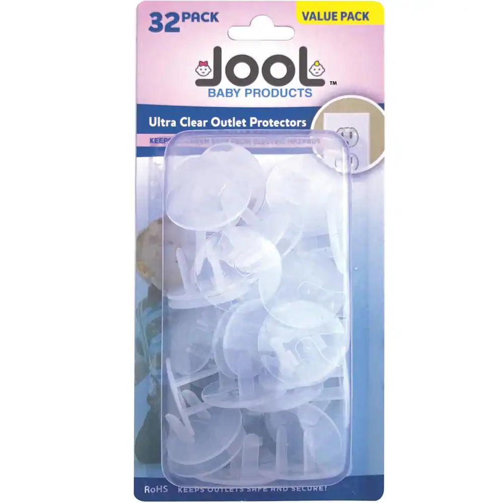 Outlet Plug Covers Clear Child Proof Electrical Protector Safety Caps - Jool Baby (32 -Pack)