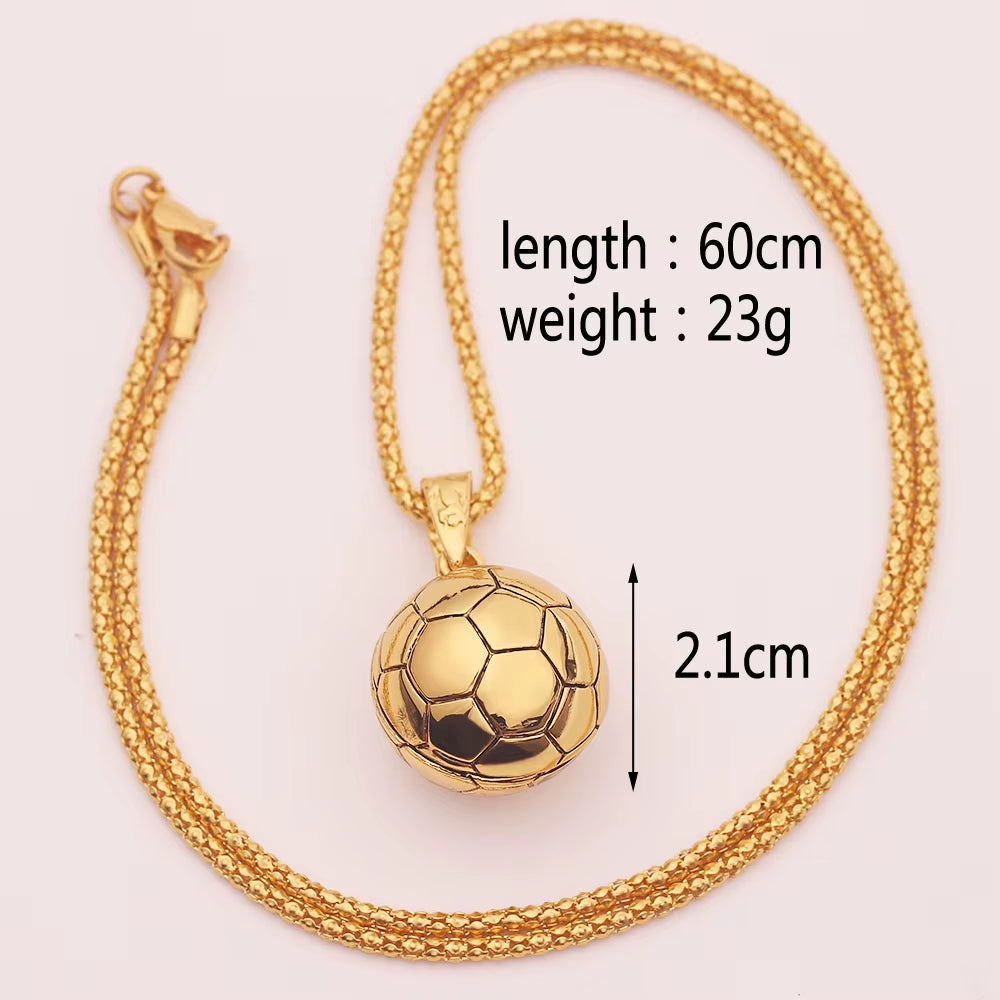 Europe Fiery Soccer Pendant Necklace Sports Football Sphere Jewelry for Fans Team Victorious Prize Mens Boy Children Gifts 60 Cm