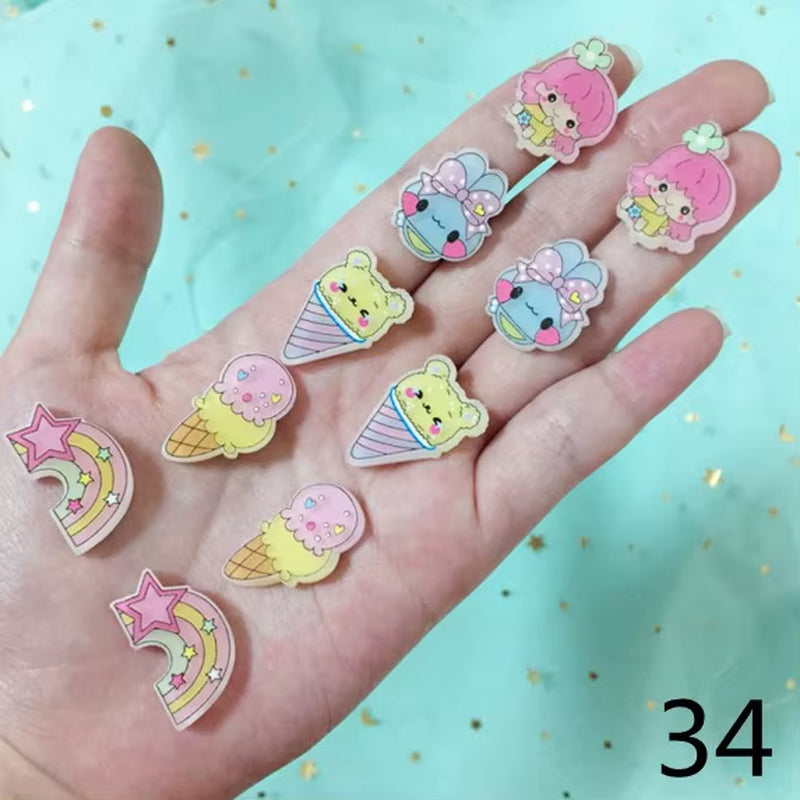 10Pcs/Lot Mixed Styles Lot Lovely Dessert Children Jewelry Baby Girl Earrings Kids Ear Clip on Pierced Alloy Painless Earrings