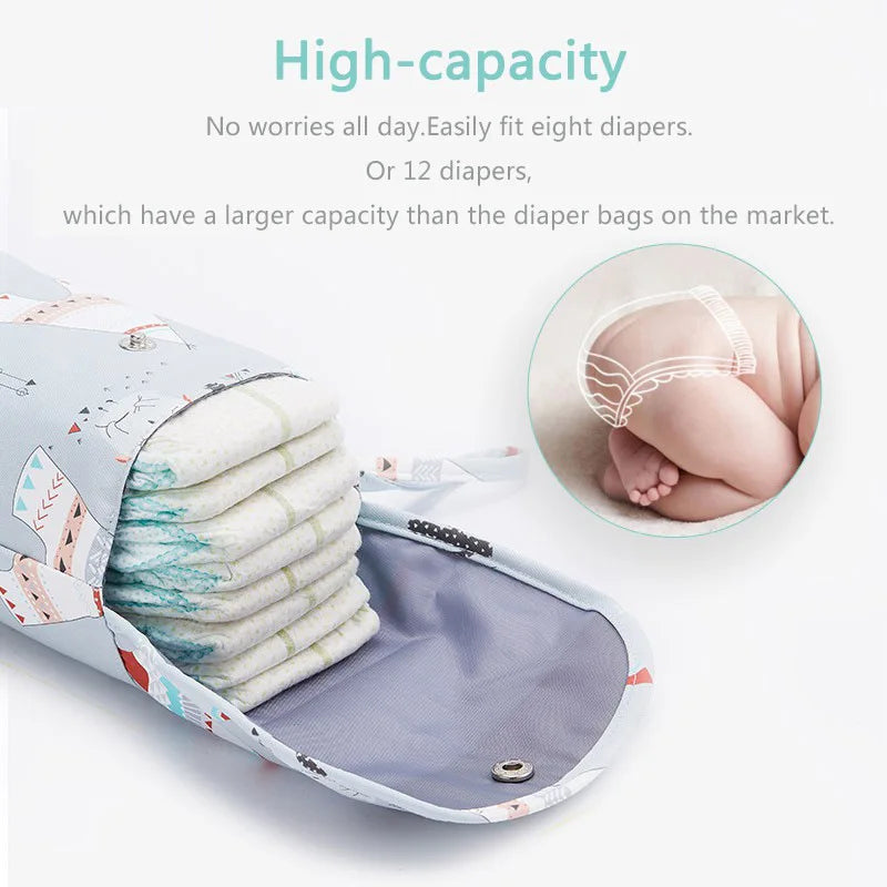 New Waterproof and Reusable Baby Diaper Bag, Baby Handbag, Large Capacity Mommy Diaper Storage Bag Wholesale