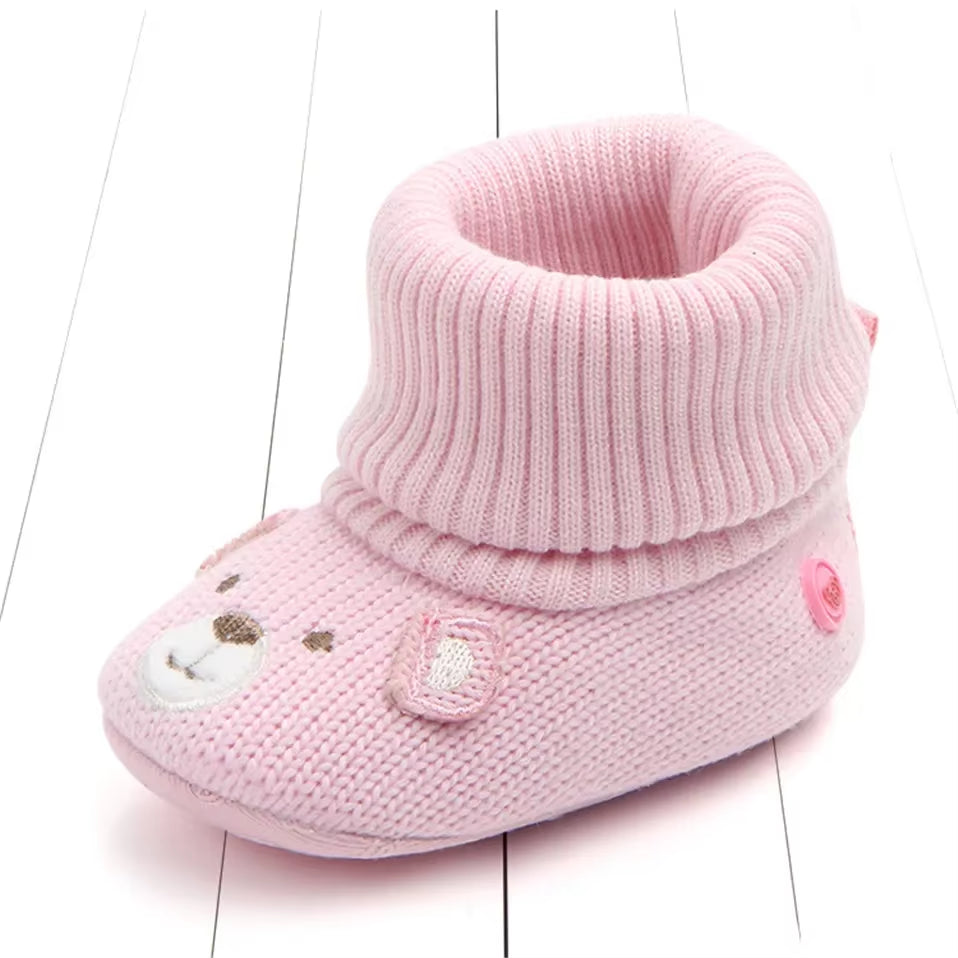 New Arrival Cartoon Autumn Winter Baby Cute Warm Shoes Lovely Babies Boots Soft Bear Walkers Knitted Soft Soles Booties