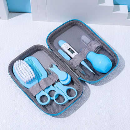 Maternal and Baby Products Children'S and Baby Nail Clippers 8-Piece Set Comb Brush Nasal Aspirator EVA Bag Care Set