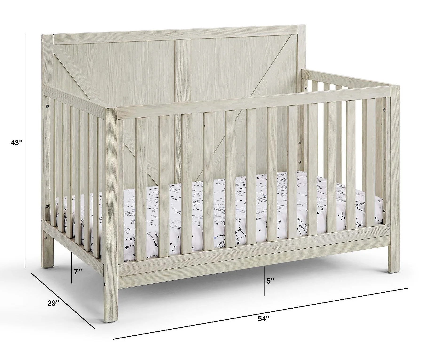 Barnside 4-In-1 Convertible Crib in Washed Gray