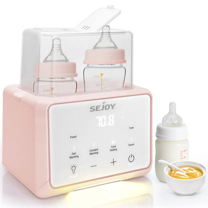 Baby Bottle Warmer, Fast Baby Food Heater for Breast Milk and Formula, Steam Sterilizer, Pink