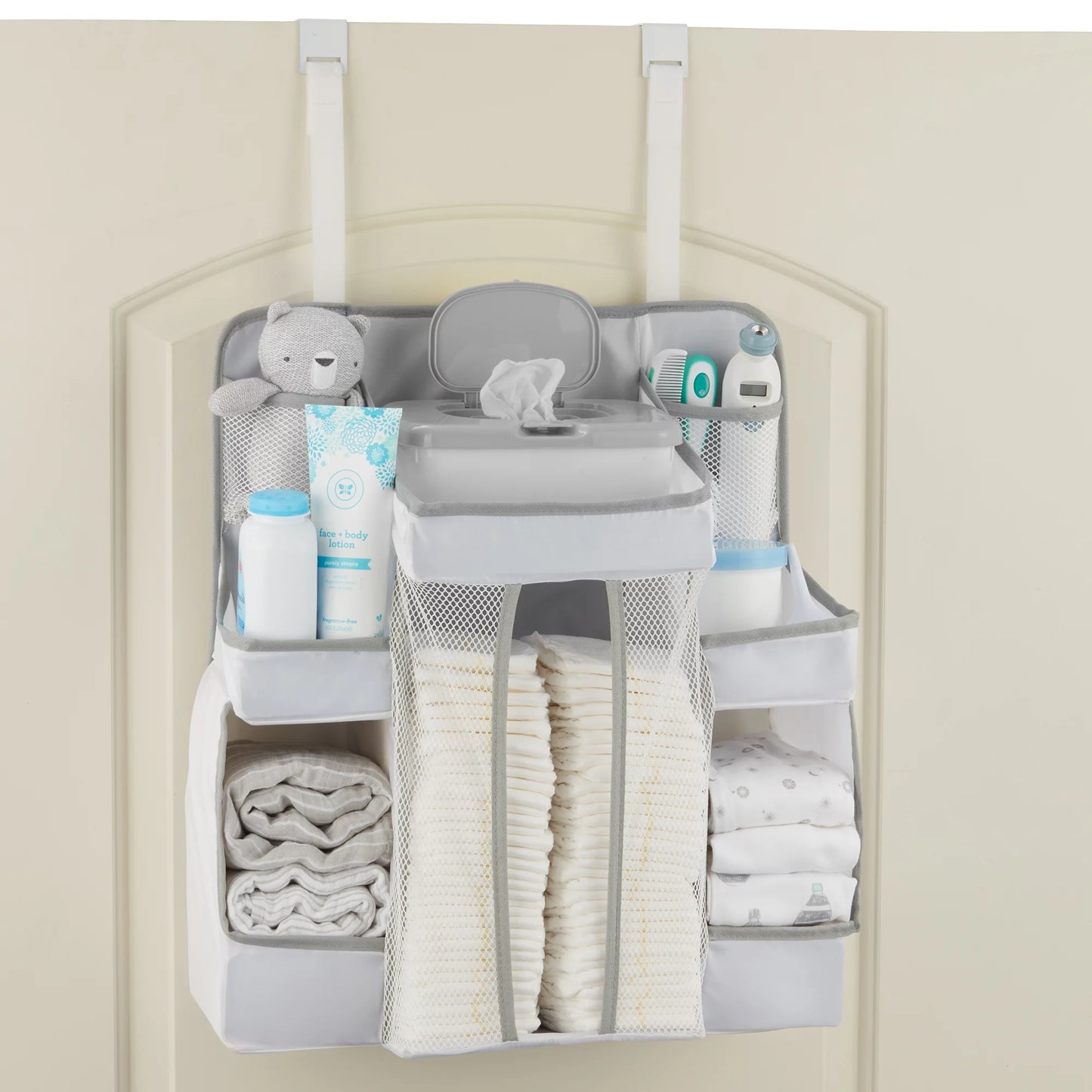 LA Baby Diaper Caddy and Nursery Organizer for Baby'S Essentials - White