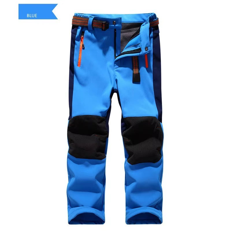 New Spring Windproof Waterproof Children Outdoor Kids Pants Boys Girls Soft Shell Pants Warm Teens Climbing Pants Sweatpants