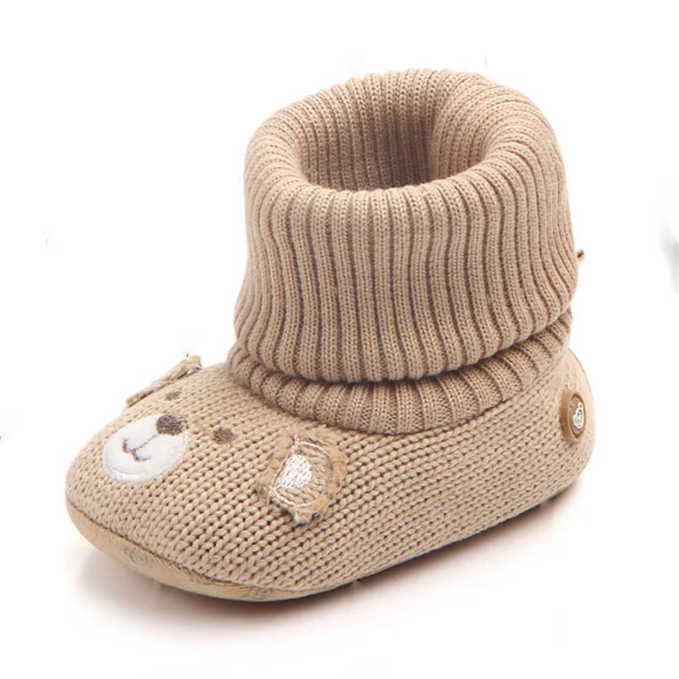 New Arrival Cartoon Autumn Winter Baby Cute Warm Shoes Lovely Babies Boots Soft Bear Walkers Knitted Soft Soles Booties