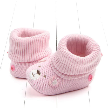 New Arrival Cartoon Autumn Winter Baby Cute Warm Shoes Lovely Babies Boots Soft Bear Walkers Knitted Soft Soles Booties