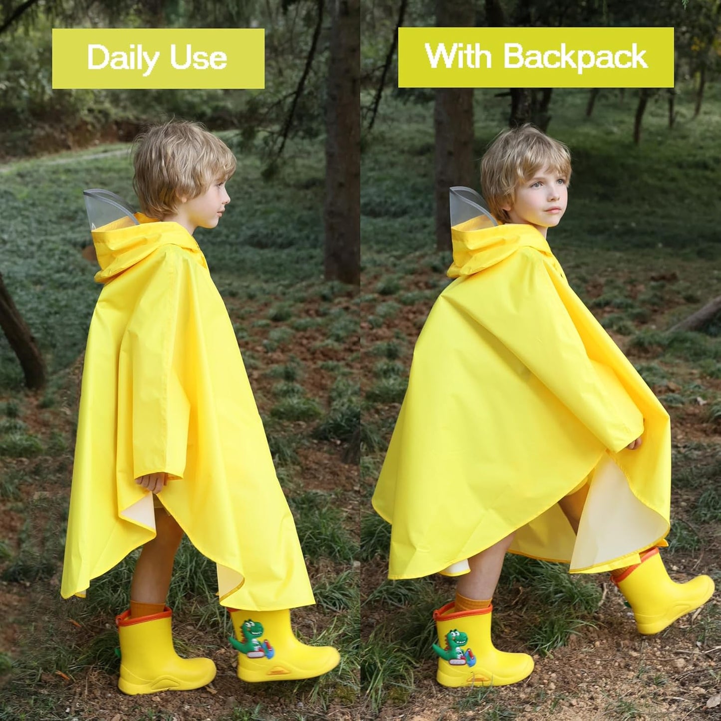 Kids Rain Poncho Cartoon Raincoat Jacket Cute Rain Coat Toddler Boys Girls Rain Cape Light Waterproof Hoodie Outwear