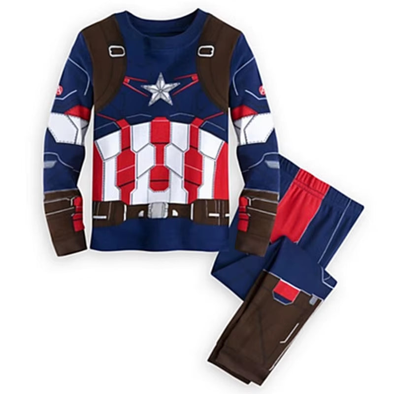 Avengers Superhero Pajamas for Kids Spiderman Iron Man Nightwear Suit Boys Children Long Sleeve Christmas Costume Sleepwear